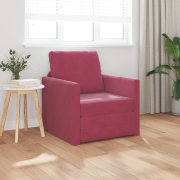 vidaXL Golvsängsoffa 2-i-1 Vinröd 74x77x81 cm Sammet