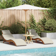vidaXL Solsäng Reclining 2 pcs Vit 184 x 55 x 64 cm Massivt akaciaträ