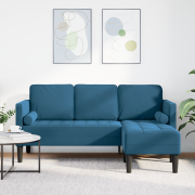 vidaXL L-formad Soffa Blå 173x131x67 cm Sammet