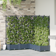 vidaXL Trädgårdsplanterare med trellis 5 pcs Grå 120 x 120 x 125.5 cm
