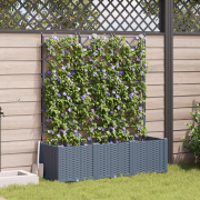 vidaXL Trädgårdsplanterare med trellis 3 st Ljusgrå 120x40x143 cm