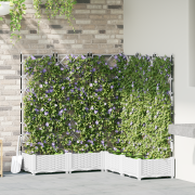 vidaXL Trädgårdsplanterare med Spaljé 5 st Vit 120x120x125.5 cm