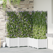vidaXL Trädgårdsplanterare med Spaljé 5 st Vit 120x120x143 cm