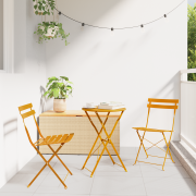 vidaXL 3-delars Vikbart Bistro Set Senapsgul Stål
