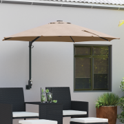 vidaXL Patio Parasoll Taupe Polyester Stort Vikbart Patio Parasoll