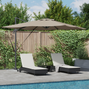 vidaXL Cantilever Roma Parasol med LED-lampor Taupe 286x285x270 cm Alu...