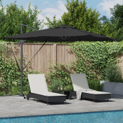 vidaXL Cantilever Roma Parasoll med LED - svart, 286 x 285 x 270 cm, a...