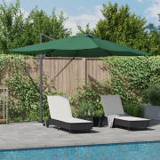 vidaXL Cantilever Roma Parasol med LED Grön 352x251x265 cm Aluminium