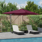 vidaXL Kantilever Roma Parasoll med LED-belysning Bordeaux Röd 352x251...