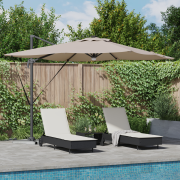 vidaXL Cantilever Roma Parasol med LED-lampor Taupe 286x285x270 cm Alu...