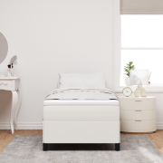 vidaXL Sängram Gräddvit 90x190 cm Våfflat Tyg