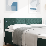 vidaXL Sänggavel Kristallknapp Knapptuftad Mörkgrön 140 cm Sammet