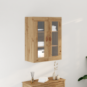 vidaXL Väggmonterat skåp med glasdörrar artisan ek 69,5x34x90 cm