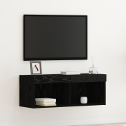 vidaXL TV-väggskåp med LED-lampor svart ek 80x30x30 cm