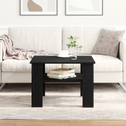 vidaXL Kaffe bord Svart Ek 60x60x42 cm Konstruerat trä