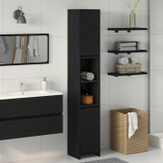 vidaXL Badrumsskåp svart ek 30x30x183,5 cm konstruerat trä