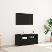 vidaXL TV-bänk med LED svart ek 90x35x40 cm konstruerat trä