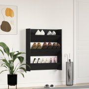 vidaXL Vägghängd Skohylla - Svart Ek, 80 x 18 x 90 cm, Lagad av Konstr...