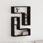 vidaXL Vägghyllor 2 st Svart Ek 50x15x85 cm Ingenjör trä