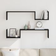 vidaXL Vägg hylla 2 pcs Svart ek 100 x 15 x 20 cm Konstruerat trä