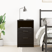 vidaXL Sängbord Svart Ek 40x35x65 cm Tillverkat av Konstruerat trä