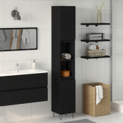 vidaXL Badrumsskåp svart ek 30x30x190 cm konstruerat trä