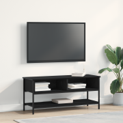 vidaXL TV-bänk svart ek 100x35x45 cm konstruerat trä och stål