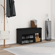 vidaXL Förvaringsbänk svart ek 80x30x45 cm konstruerat trä