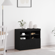 vidaXL Sideboard med LED-lampor svart ek 81x37x67 cm