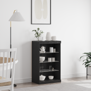 vidaXL Sideboard med LED-lampor svart ek 60,5x37x100 cm