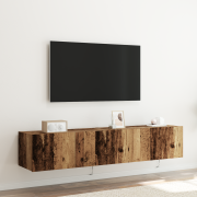 vidaXL TV-väggskåp med LED-lampor 2 st återvunnet trä 80x35x31 cm