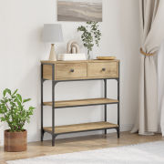 vidaXL Konsolbord artisan ek 72,5x25x75 cm konstruerat trä och stål