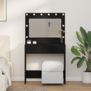 vidaXL Sminkbord med låda Svart ek 78.5 x 41 x 135 cm Konstruerat trä