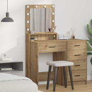 vidaXL Sminkbord med låda artisan ek 79 x 41 x 135 cm Konstruerat trä