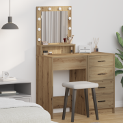 vidaXL Sminkbord med LED-lampor artisan ek 50x41x135 cm