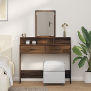 vidaXL Sminkbord med lådor brun ek 100x41x140 cm