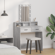 vidaXL Smyckebord med låda Grå 79 x 41 x 140 cm Konstruerat trä