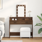 vidaXL Smyckebord med låda Brun 100 x 41 x 140 cm Konstruerat trä