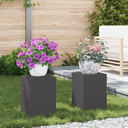 vidaXL Planteringslåda för utomhusbruk 2 st svart 24x24x35 cm stål