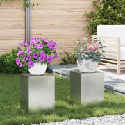 vidaXL Planteringslåda för utomhusbruk 2 st 24x24x35 cm galvanis.stål