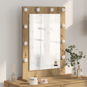 vidaXL Smink Spegel med LED -remsljus Artisan Ek 70 x 50 x 18 cm