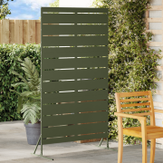 vidaXL Metallstaketpanel Olivgrön Pulverlackerat stål