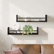 vidaXL Vägghyllor 2 st Svart Ek 60x16x14 cm Ingenjörsträ