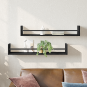 vidaXL Vägghyllor 2 st Svart Ek 80x16x14 cm Konstruerat Trä