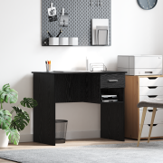 vidaXL Skrivbord med Förvaring Svart Ek 90x49.5x75 cm Konstruktionsträ