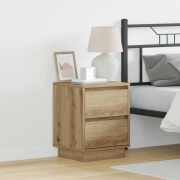 vidaXL Sängbord med LED-lampor 2 st Hantverksmässig Ek 39x34.5x50 cm