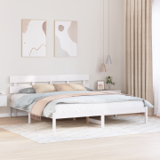 vidaXL Sängram med Huvudgavel Vit 180x200 cm Massivt Trä Tall