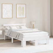vidaXL Sängram med Sänggavel Vit 135x190 cm Massivt Trä Tall