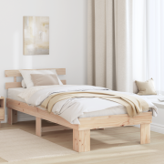 vidaXL Sängram med Huvudgavel 100x200 cm Massivt Trä Tall