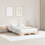 vidaXL Sängram Naturlig Massivt Furu 120 x 190 cm Minimalistisk Sängra...